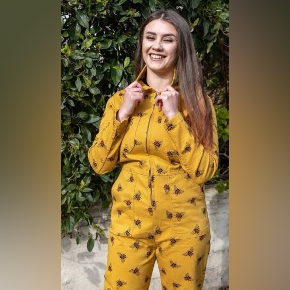 Run & Fly Yellow Bee Print Jumpsuit